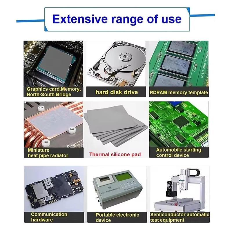 17W/Mk Gpu Cpu Heatsink Cooling Conductive Silicone Pad 100X100Mm 0.5/1/1.5/2/2.5/3Mm Thickness Thermal Pad Thermal Insulation