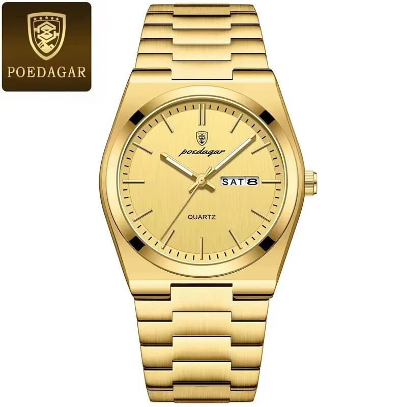 Fashion Quartz Ladies Watch Stainless Steel Date Week Woman's Wristwatch Waterproof Luminous Business Watches For Men Couples