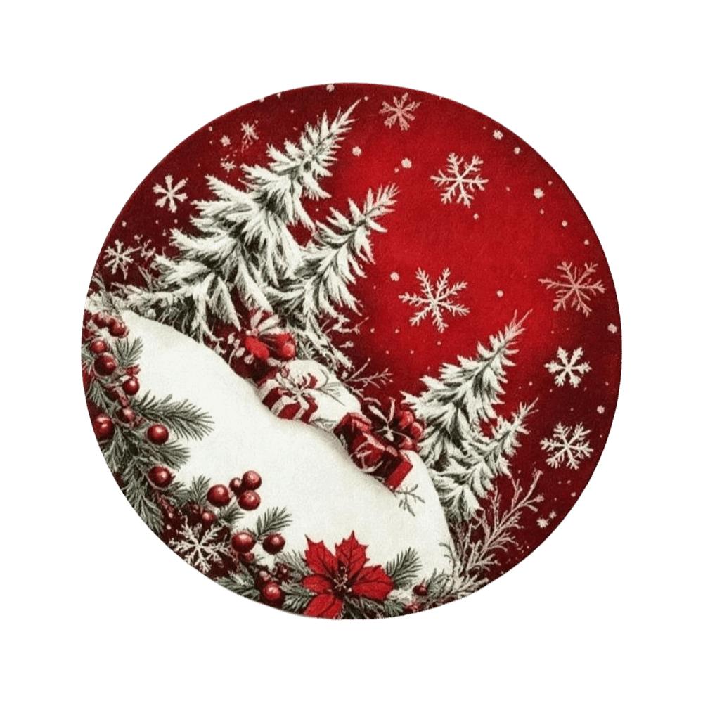 Snowman Christmas Table Placemat Tree Bow Heat Insulation Flower Linen Table Mat Anti-slip Anti-scald Round Dining Mat