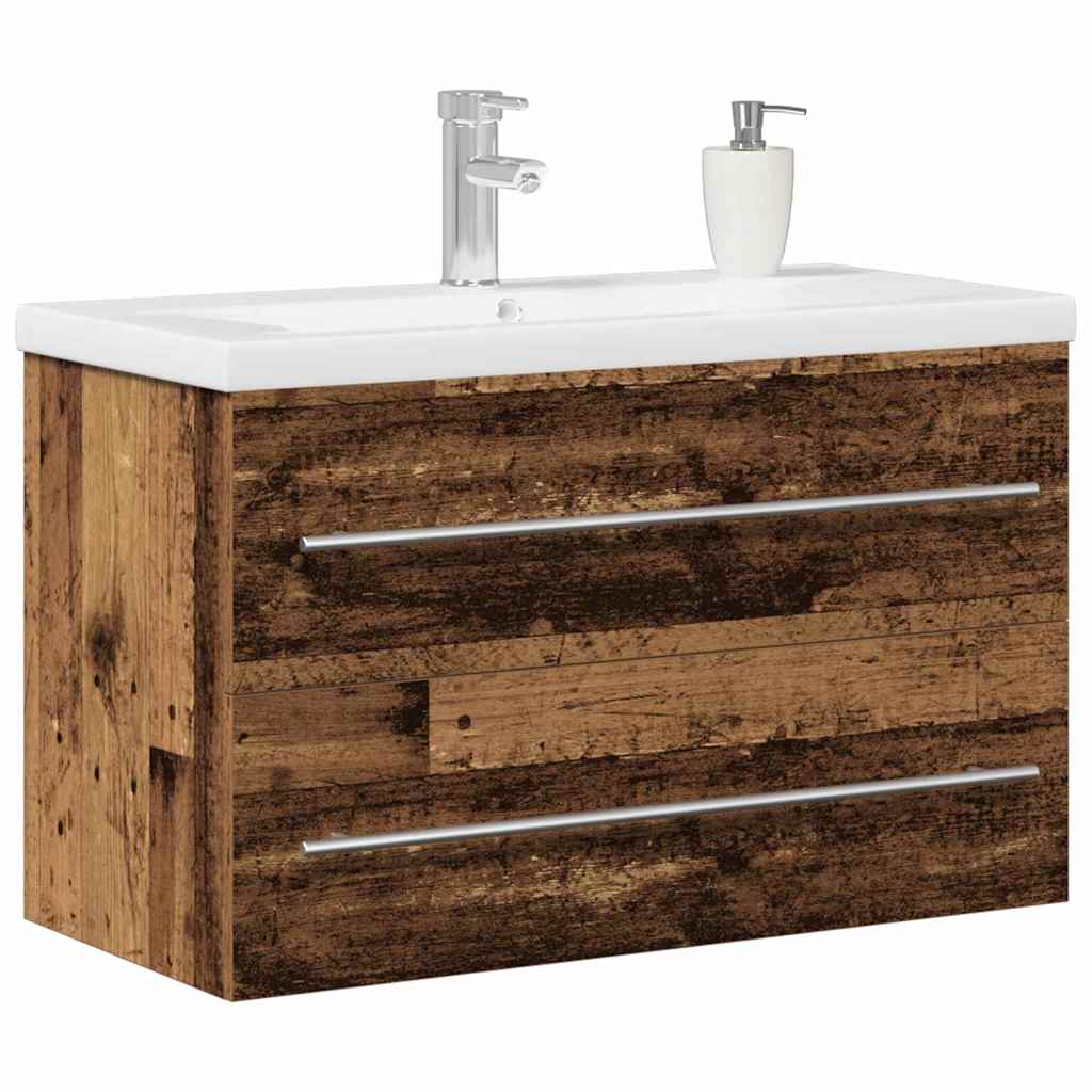 Washbasin Cabinet with Drawers Rustic Wood Look 80 X 38.5 X 48 Cm