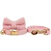 Pink Corduroy Cat Collar with Bell and Bow Tie