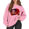 Women's Fashion Long Sleeve Print Round Neck Loose Pullover Sweater Top