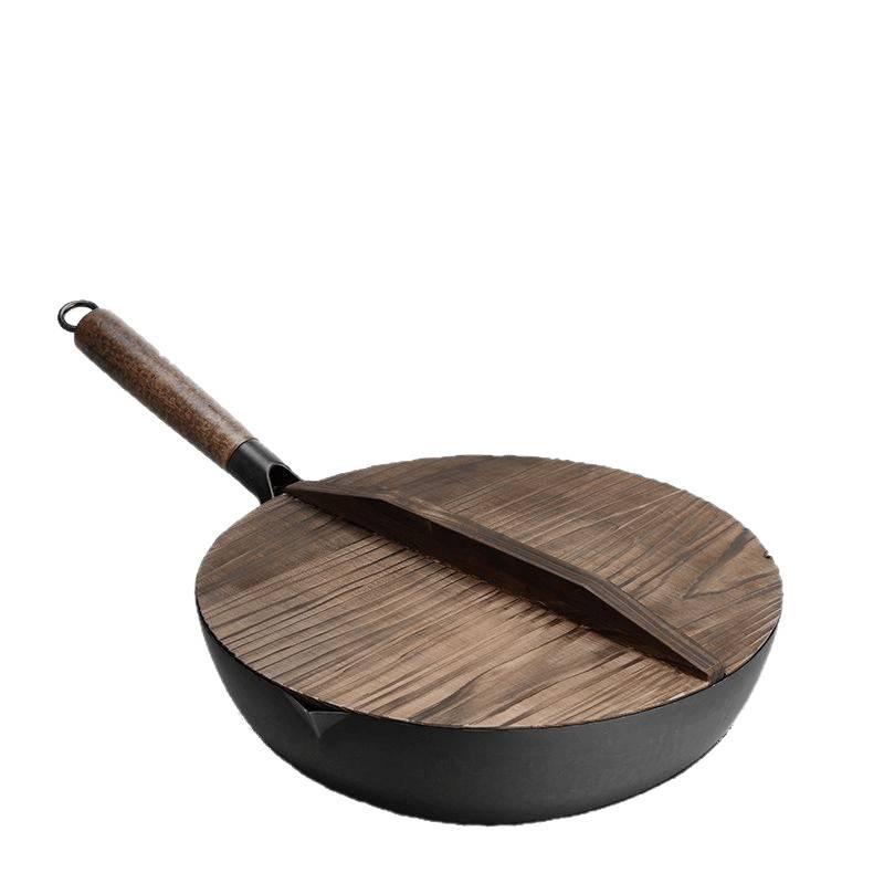 Hand-Forged Cast Iron Non-Stick Wok for Gas & Induction Stoves, Medium-High, No Coating