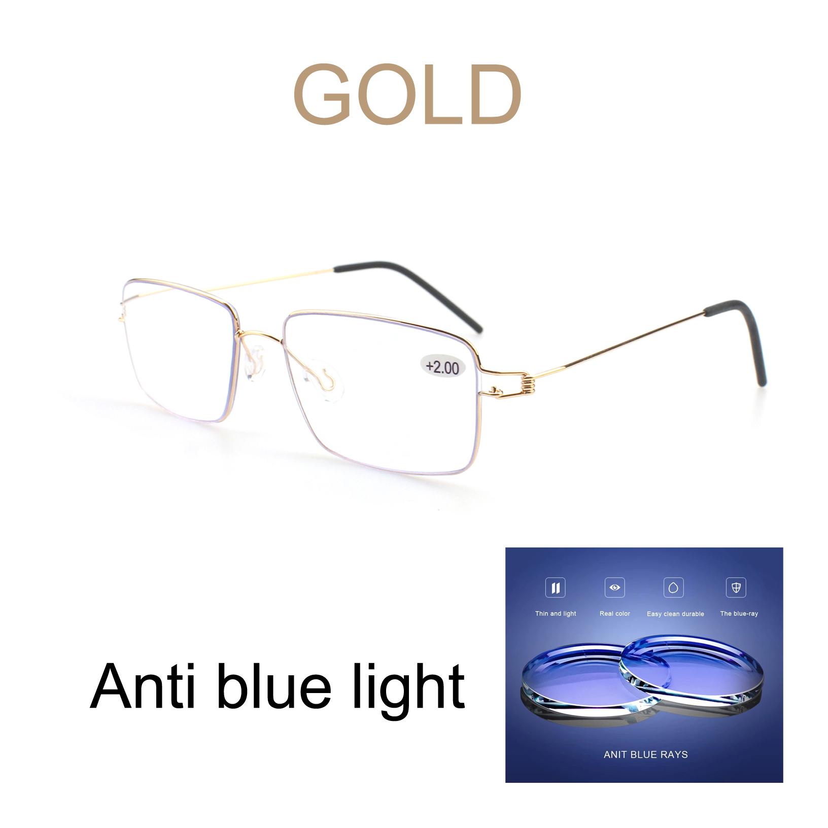 Rolipp Anti Blue Light Reading Glasses for Men Metal Prescription Glasses Women Fashion Business Glasses 3