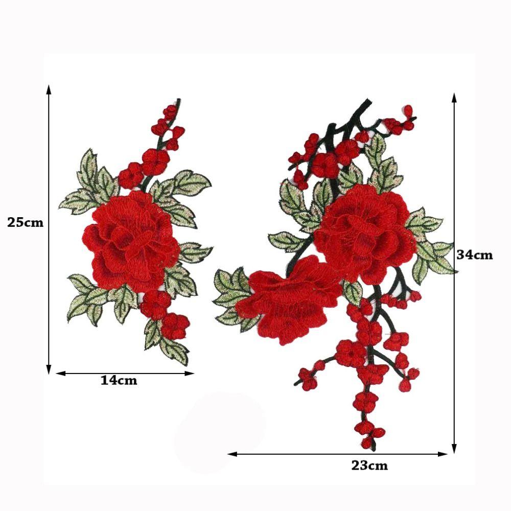 2Pcs/Set New Flower Embroidery Patch DIY Multi-Color Applique Patch Sewing Accessories Sew On Patch Clothes Decoration