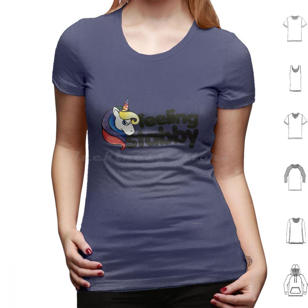 Feeling Stabby T Shirt Cotton Men Women DIY Print Feeling Stabby Stabby Unicorn Unicorns Retro Rainbow Attitude Sass Sassy