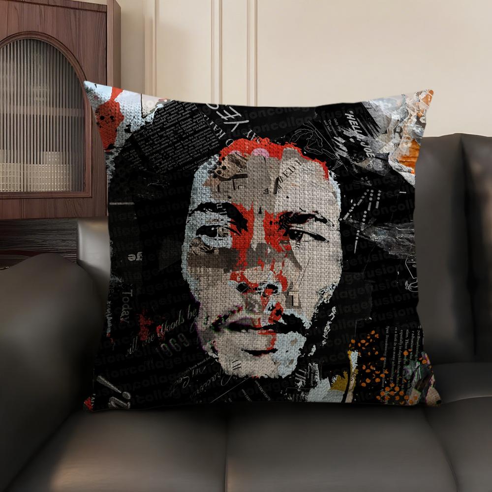 Singer Bob MMarley Cushion Cover Natural Linen Organic Fabric DoubleSided Printing Sofa Home Decor Gift Pillow Case