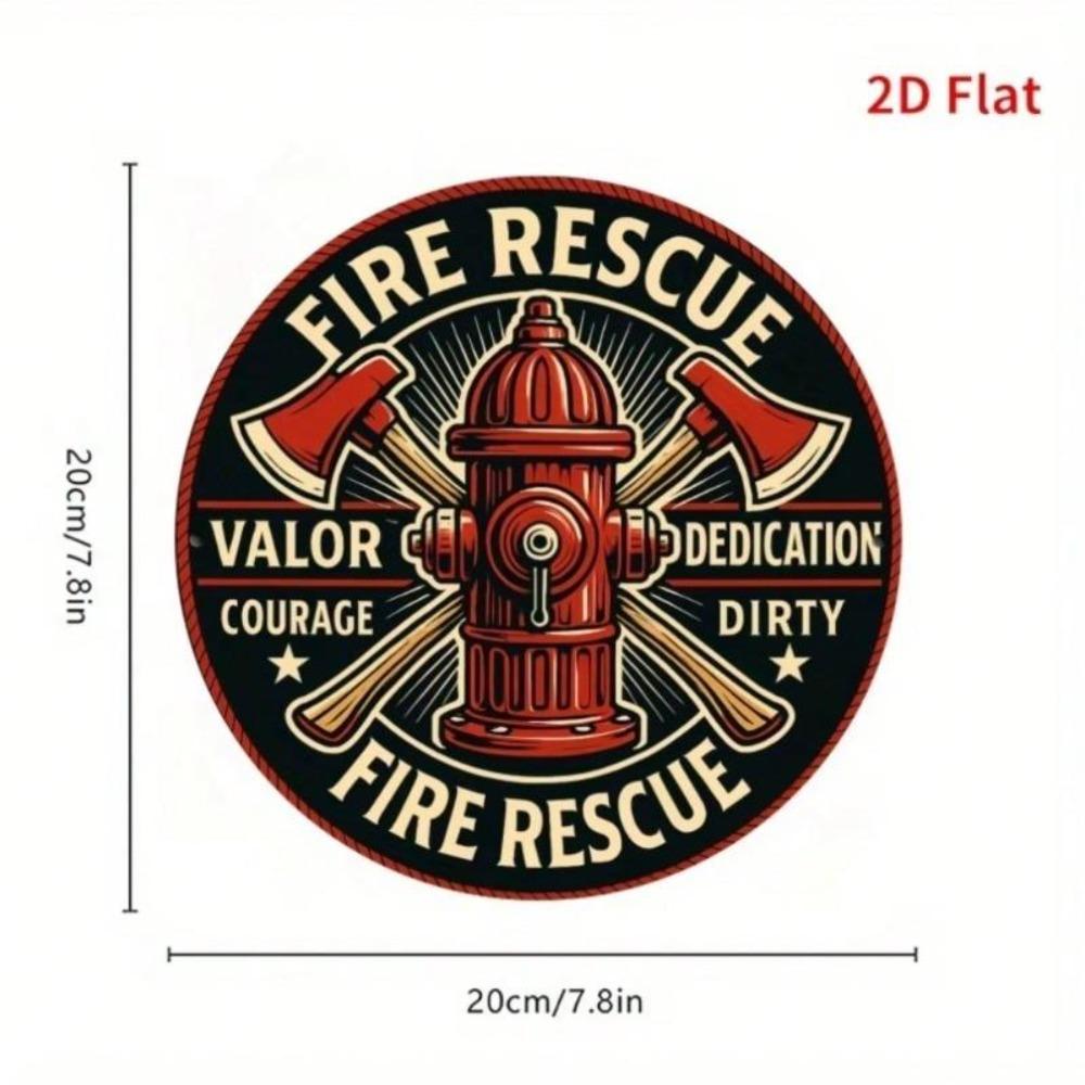 Vintage Fire Rescue Metal Sign Fire Hydrant Axes Design Indoor Outdoor Decor Wall Art for Bar Cafe