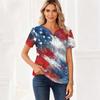 Women's T Shirt Independence Day Print Button Short Sleeve Daily Weekend Fashion Basic V- Neck Regular Top
