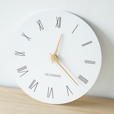 Deerman Wall Flat Wood Battery No Second Hand Nordic Wall Gift for Living Housewarming Gift D Clock, Stylish, Silent, Lightweight, Clock, Operated,