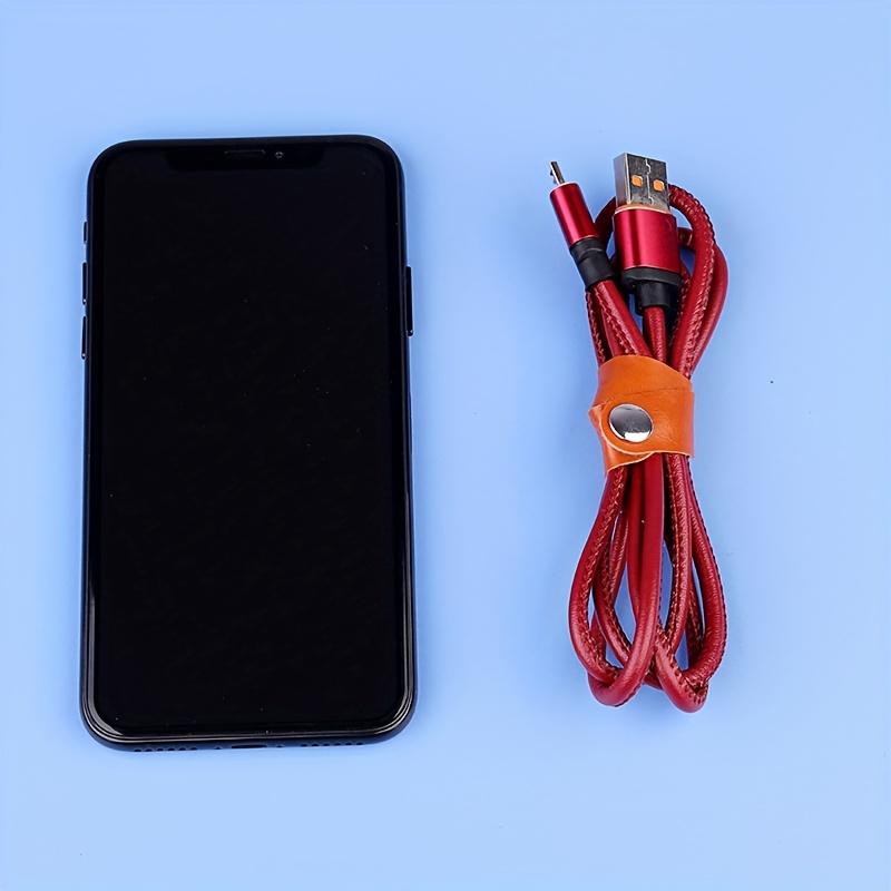 10pcs Faux Leather Data Cable Earphone Cable Faux Leather Tie,Without Battery,for Cable Mana Synthetic Gemstoneent,Organizer