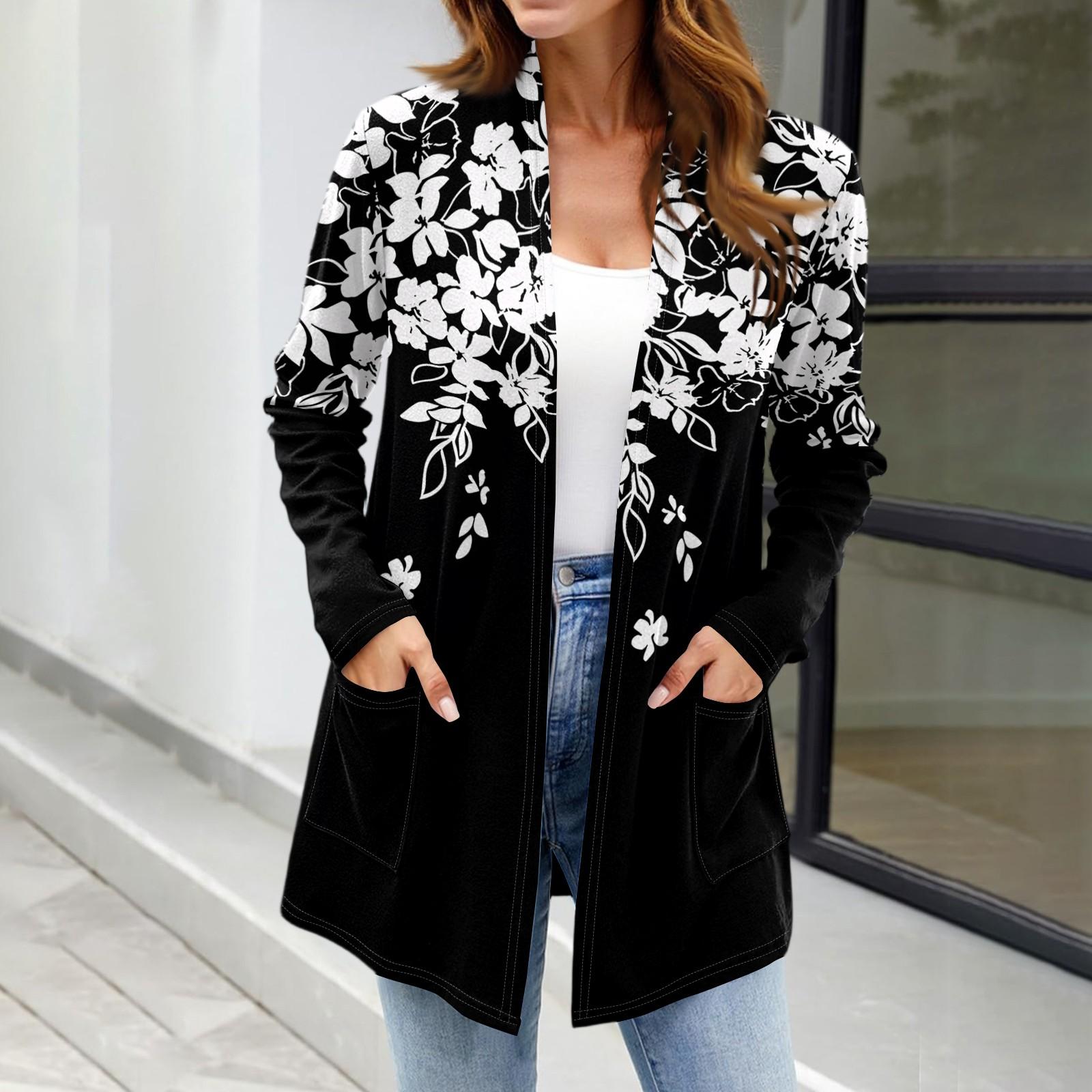 

Женские легкие кардиганы с открытой передней частью, с длинными рукавами, повседневные, свободные, тонкие кардиганы с карманами L