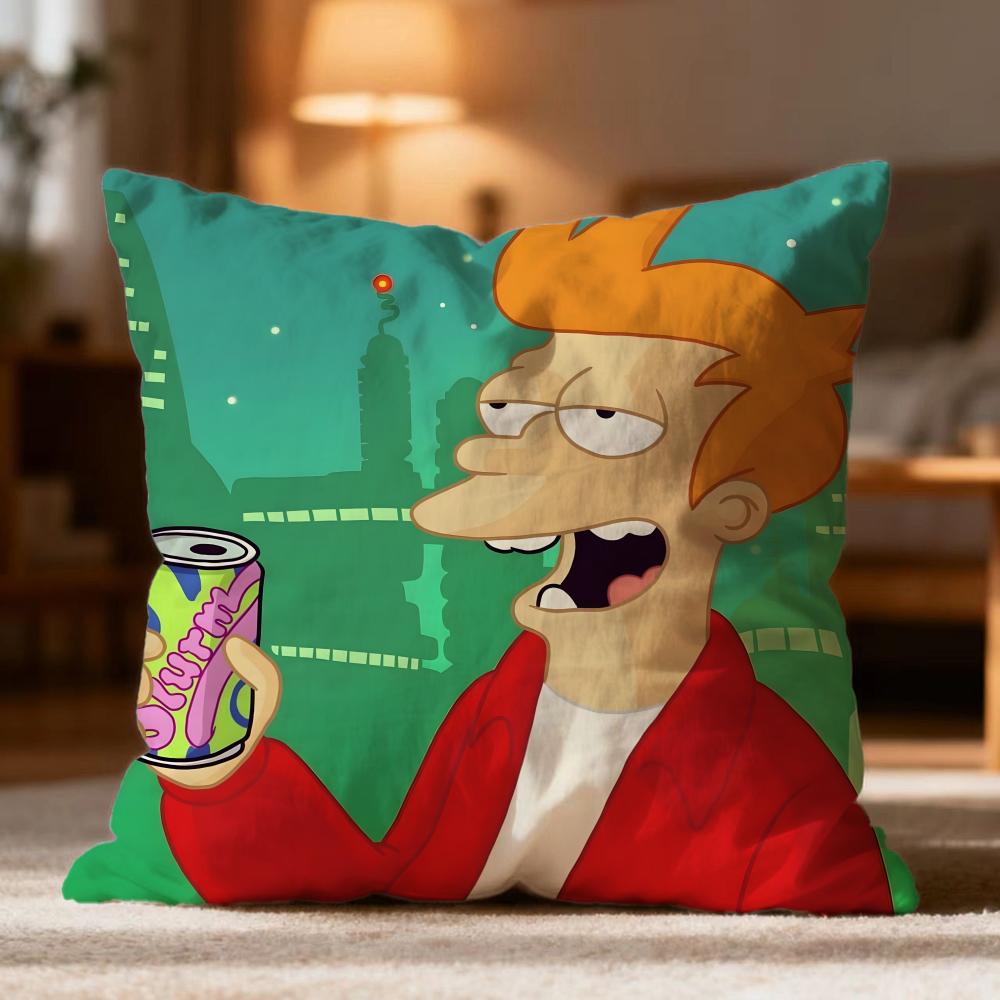 Popular FFuturamaes Cushion Cover Soft Washable Pillow Case Multi-Scene for Couch Bed Travel Office Use