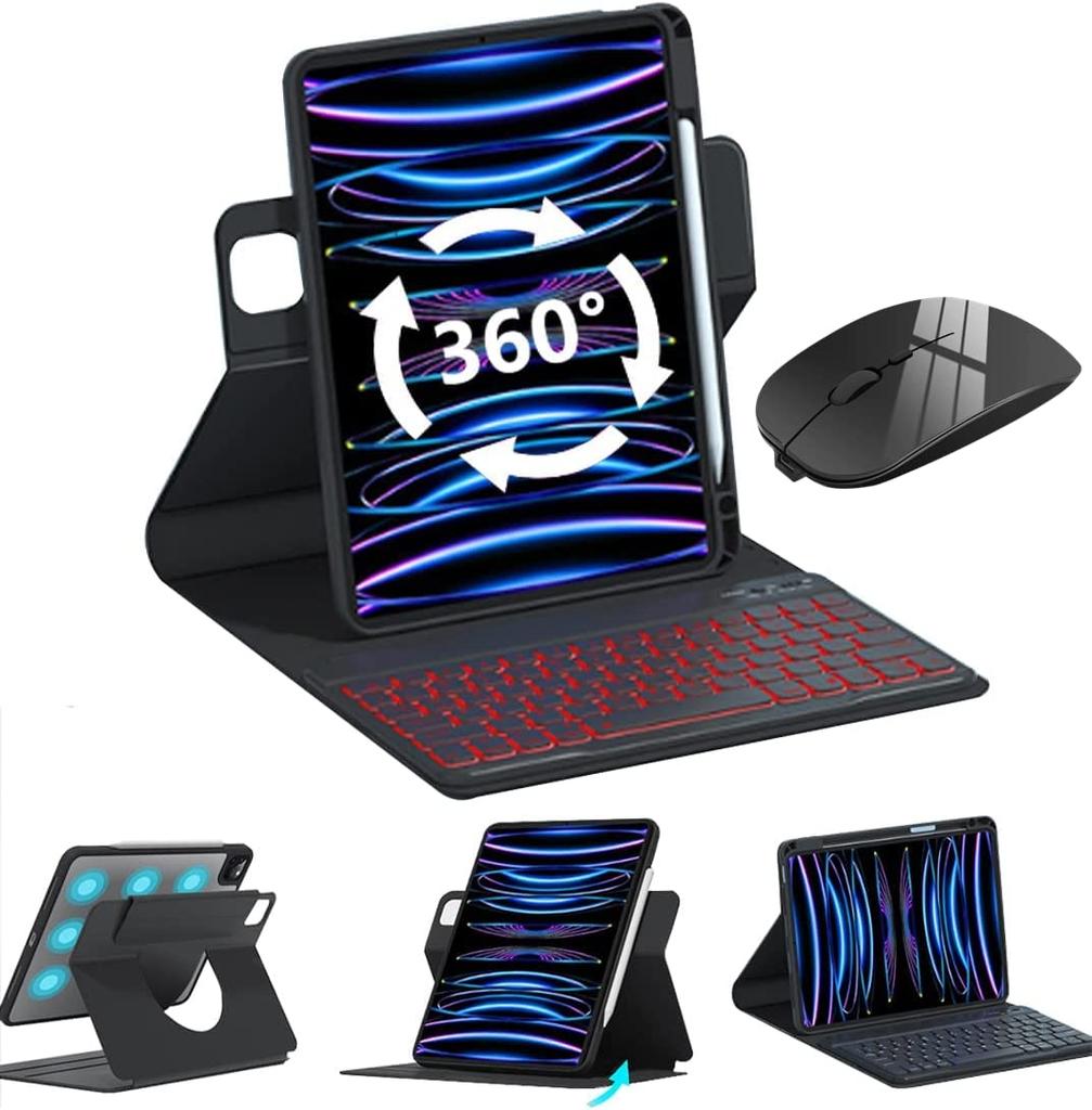 QIYIBOCASE Pouzdro s klávesnicí pro iPad 10. generace s vertikálním magnetickým držákem na pero, kulaté sférické, kompatibilní s 2022 iPad 10, magnetické, průhledné, odnímatelné