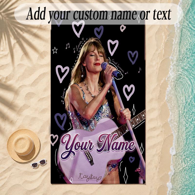 Beach TowelTaylor Swift Custom Name Text Personalized Soft Towel for Beach Pool Indoor Home Decor Gift