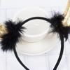 Devil Horn Decor Headband Plush Fabric Handmade Lightweight Elastic Design Hair Hoop Cosplay Parties Halloween Accessories