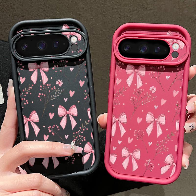 Pink Bowknots Floral Pattern Case For Google Pixel 10 Pro XL Shockproof Bumper Silicone Cover For Pixel 9A 9 8 7 Pro 8A 7A