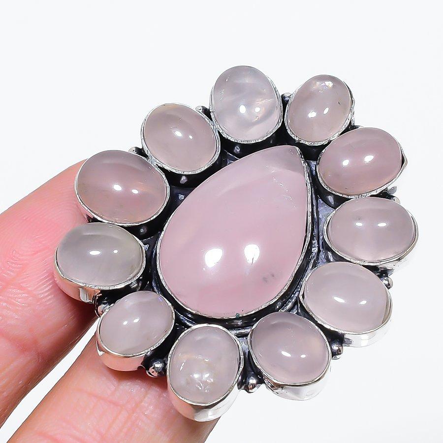 

Natural Rose Quartz Gemstone 925 Sterling Silver Jewelry Ring Size 9.5 r5H92