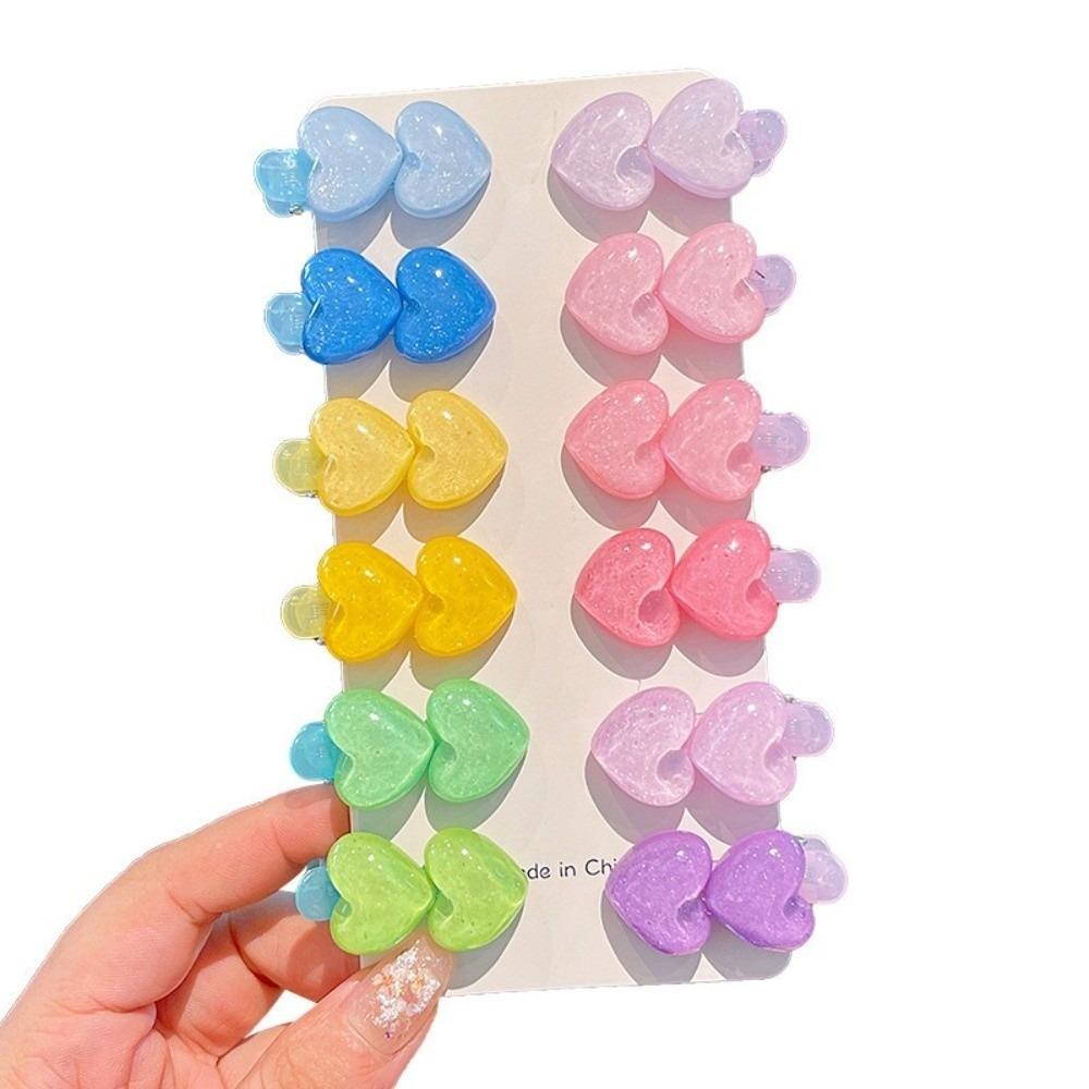 Small Flower Heart Hairpin Acrylic Side Hair Clips Cute Kids Hair Clips  For Kids