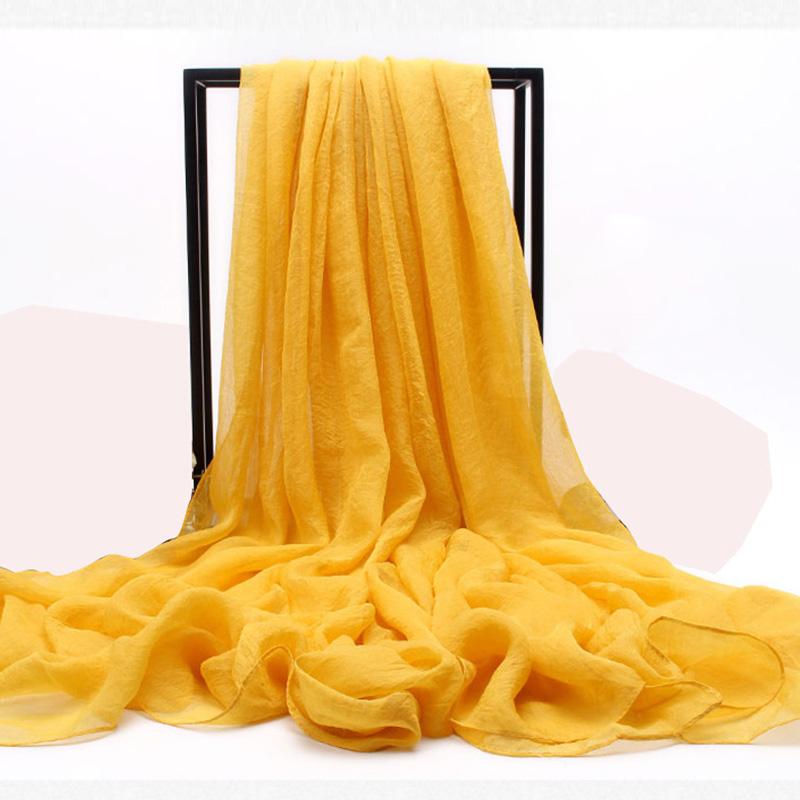 Women Translucent Scarf Chiffon Wild 170*70cm Solid Color Simulation Silk  Shawl Sunscreen
