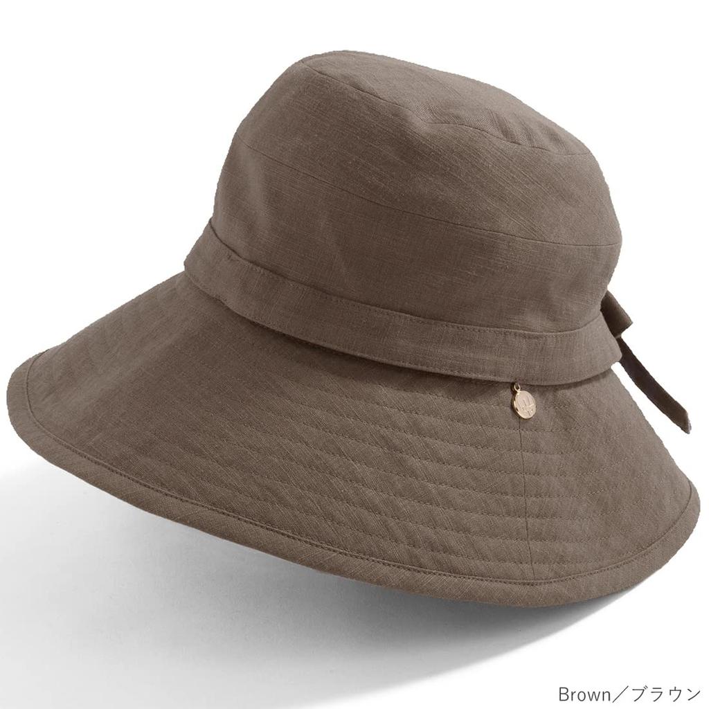 QUEENHEAD UV Protection Wide Brim Hat with Smaller Plus Size UV Actress Hat Charm, Face, Women's Hat, Protection, [XL 58.5-61cm - Brown]