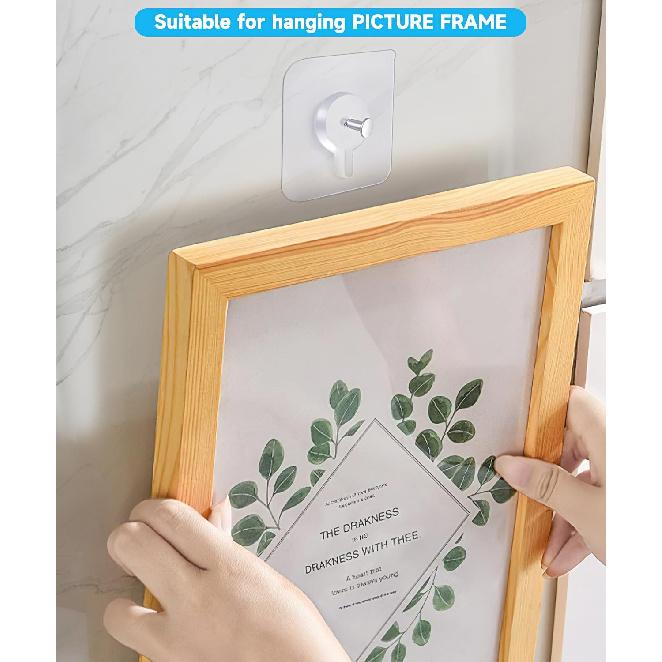 Adhesive Hooks for Wall(13lb Max), Wall Hangers Without Nails for Photos Frames, Utility Waterproof and Oil Resistant Hooks for Kitchen, Bathroom,