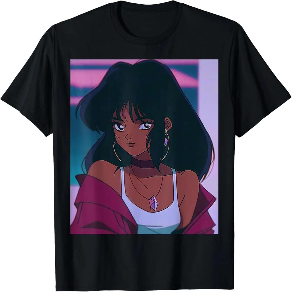 Afro Anime Aesthetics Retro 80s T-Shirt