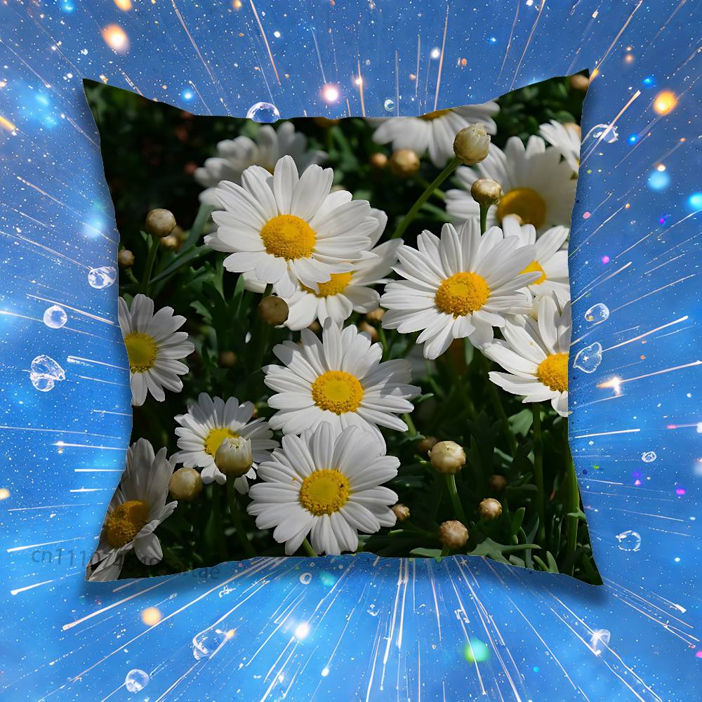 Daisy Flowers Pillow for Sofa Seat Chair DecorativeModern Home Decor Print Throw Cushion