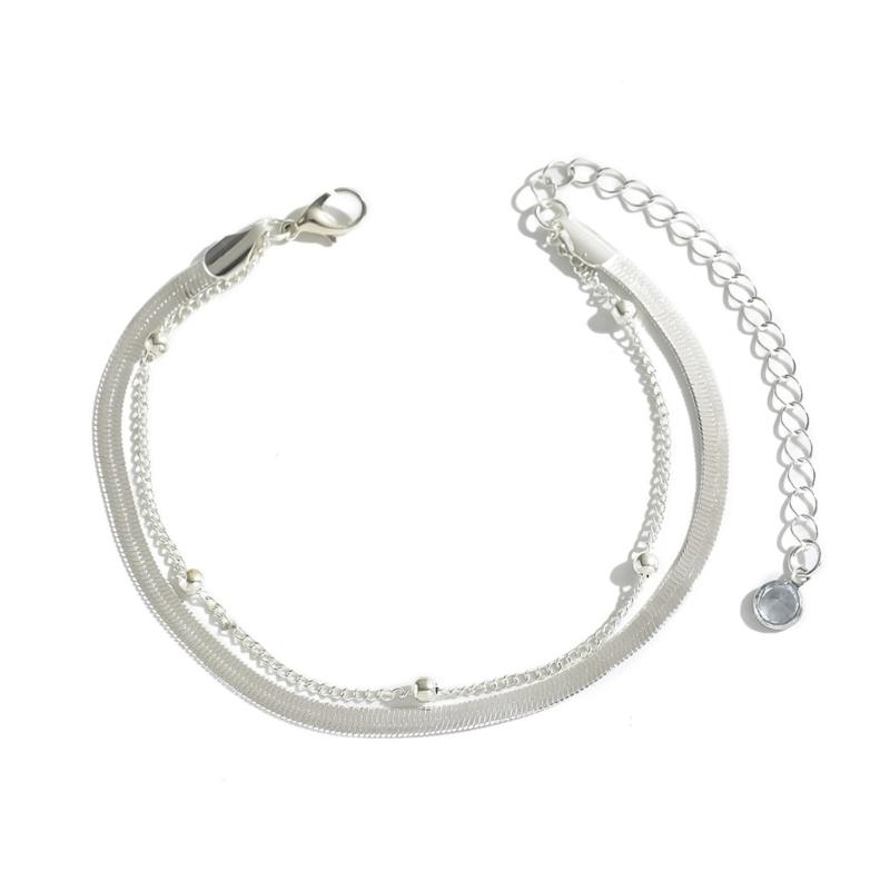 A52E Multipurpose Double Layer Women’s Anklet Alloy With Detachable Bohemian Tassels and Metallic Butterfly Accent Wear