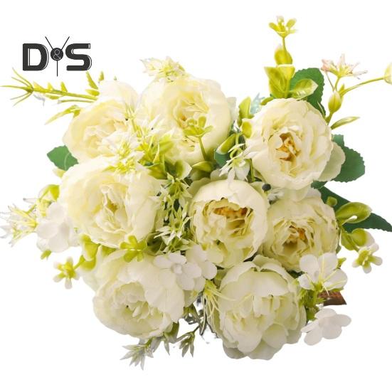 Simulare de textura clară Bujor Fără udare Atrăgător bricolaj Mireasa ținând în mână buchet de bujor fals