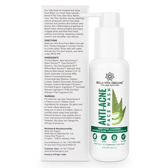 Anti Acne Face Wash For, Pimples Repair with Neem, Basil, Tea Tree & Aloe - 100g X 2