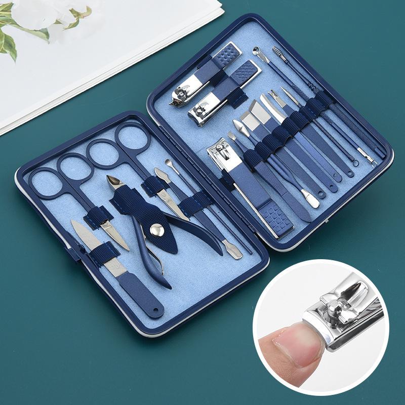 18-Piece Stainless Steel Nail Clipper & Manicure Set - Blue