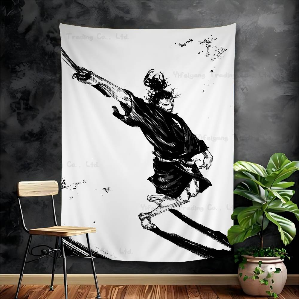 

Manga Miyamoto Musashi Vagabond Colorful Tapestry Wall Hanging Bohemian Wall Tapestries Mandala Wall Hanging Sheets 74x94cm(29x37in)