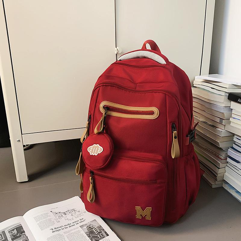 School bag male college student leisure travel backpack spine protection capacity backpack junior high school high school student computer backpack красный