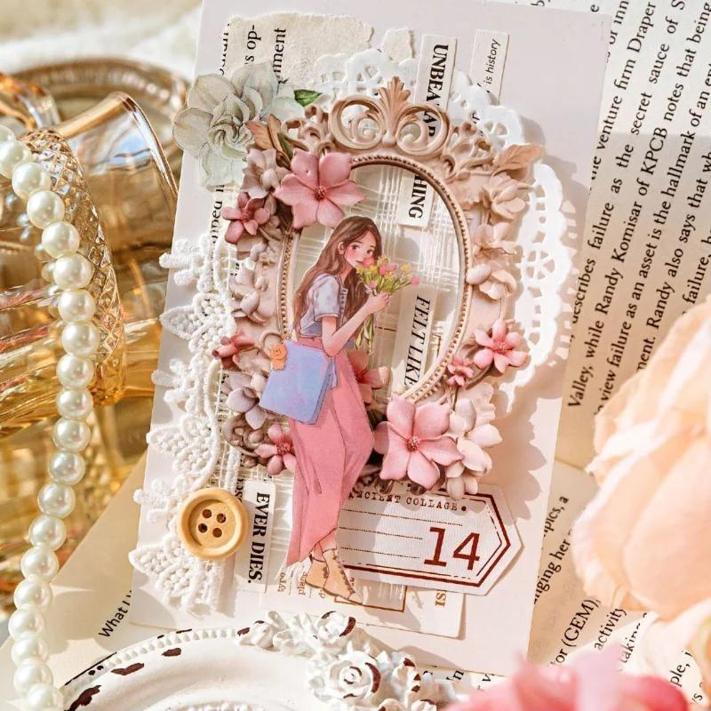 10 Pcs Hollowed Out Embossed Floral Series Decorative Paper Scrapbooking Handbook Journal Collage Aesthetic DIY Craft Supplies