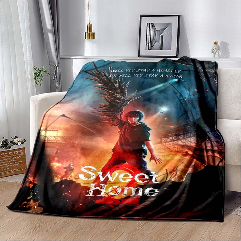 Sweet Home Kdrama Character Print Soft Flannel Throw Blanket Warm Cozy Sofa Bed Decorative Blanket For Home Use