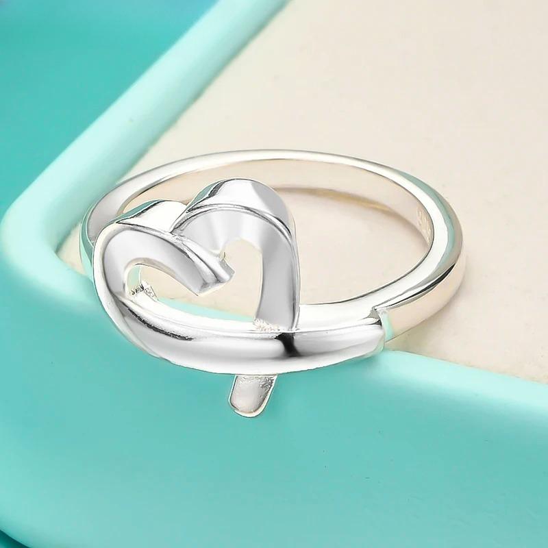 925 Sterling Silver Heart 6-10# Ring for Women Wedding Lovers Party Fashion Charm Jewelry