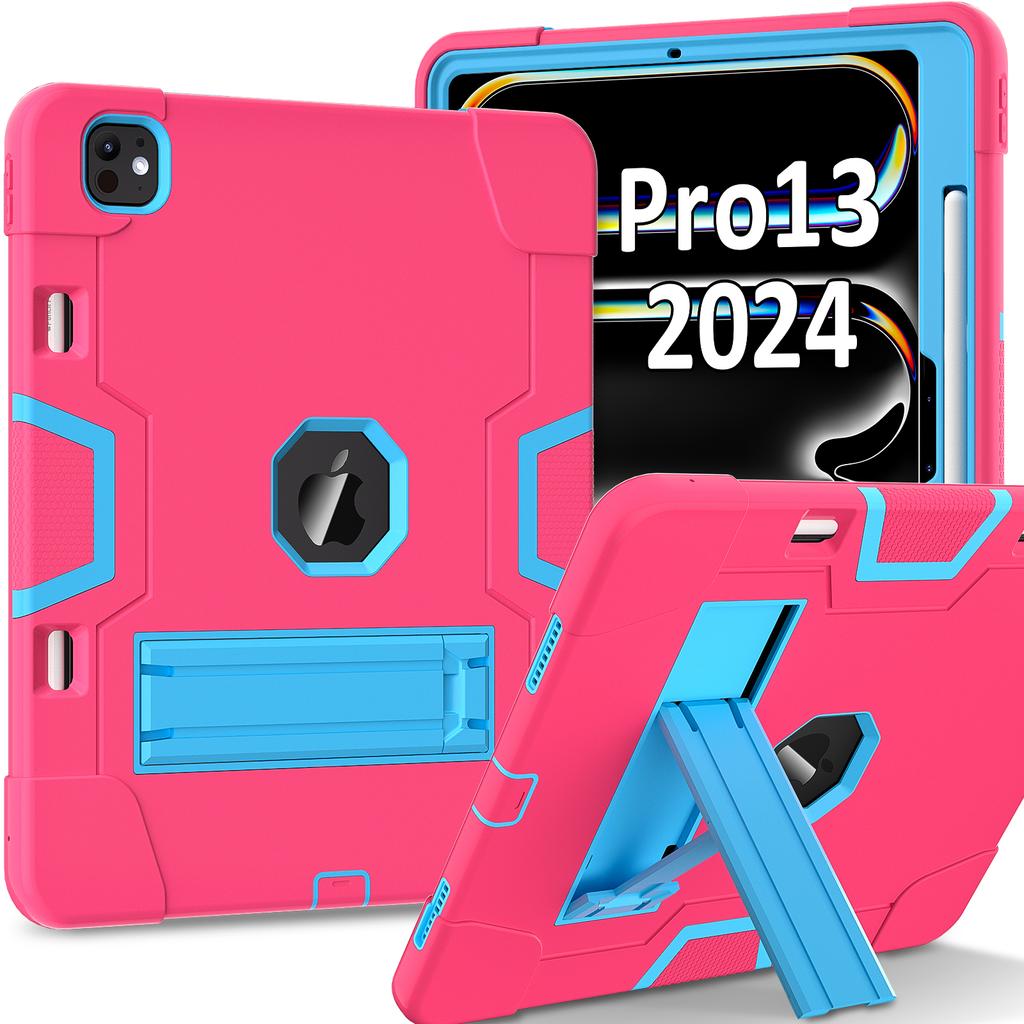 For iPad Pro 13 (2025)/13 (2024) Case Robot Style Silicone + PC Tablet Cover with Kickstand
