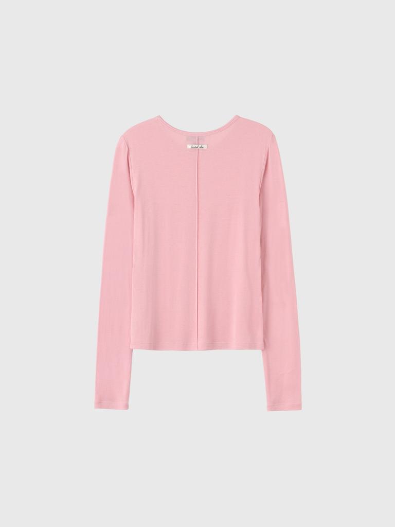 GENERALIDEA Airy Round Neck Pintuck T-Shirt [Pink] / Gf1Lts505
