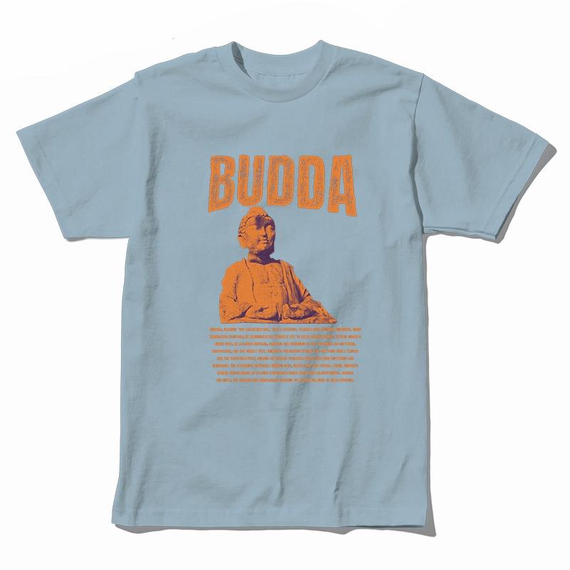 Coolmind U0003-T2 100% Cotton Cool Budda Statue Print Men T Shirt Exclusive Graphic Tshirt Men Big Size Tee Shirts