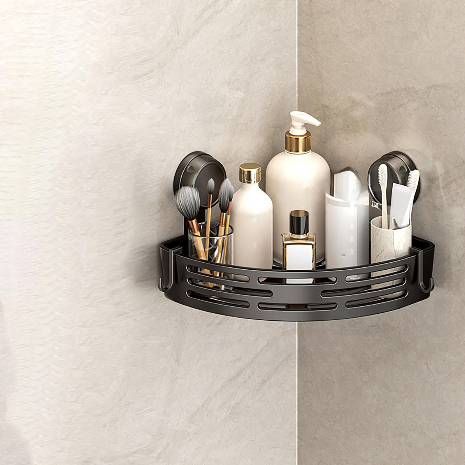 Triangle Suction Cup Corner Shelves No Drilling Bathroom Storage Rack Corner Shower Shelf Suction Cup Towel Warmer For Facials (as the picture,One Size)