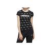Adidas Sports Lifestyle Series Logo All Over Print Design Round Neck Breathable Casual Short Sleeve T-Shirt Women T-Shirts Black FM6191