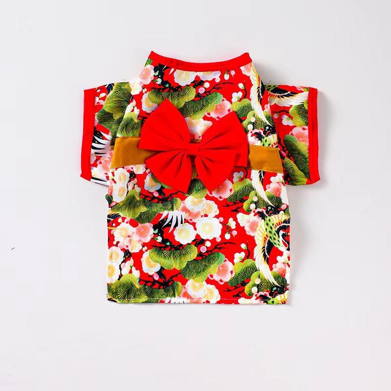 

New Japanese kimono style pet clothes dog cat universal crane Internet celebrity autumn and winter Shiba Inu small dog S красный
