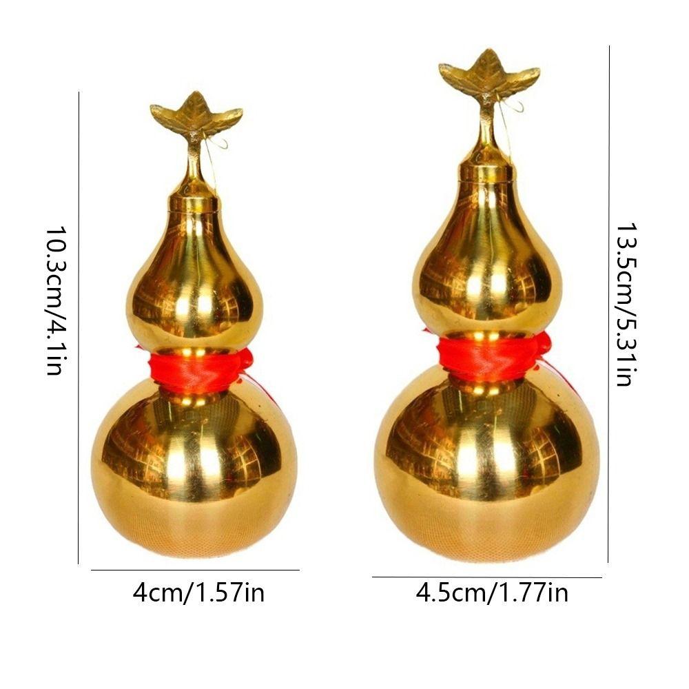 Smooth Copper Gourd Ornament 4/4.5 Inch Wealth Gourd Figurine Brass Gourd Statue  Fengshui