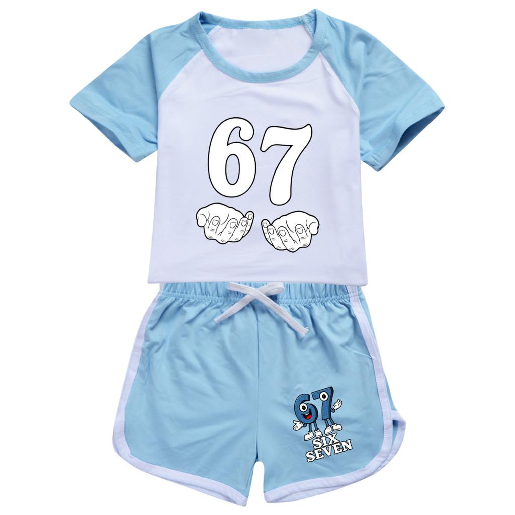 5391 Kids Boys Girls Steal a Brainrot 67 Printed Top Pants Casual Sport Tracksuit Clothes Set