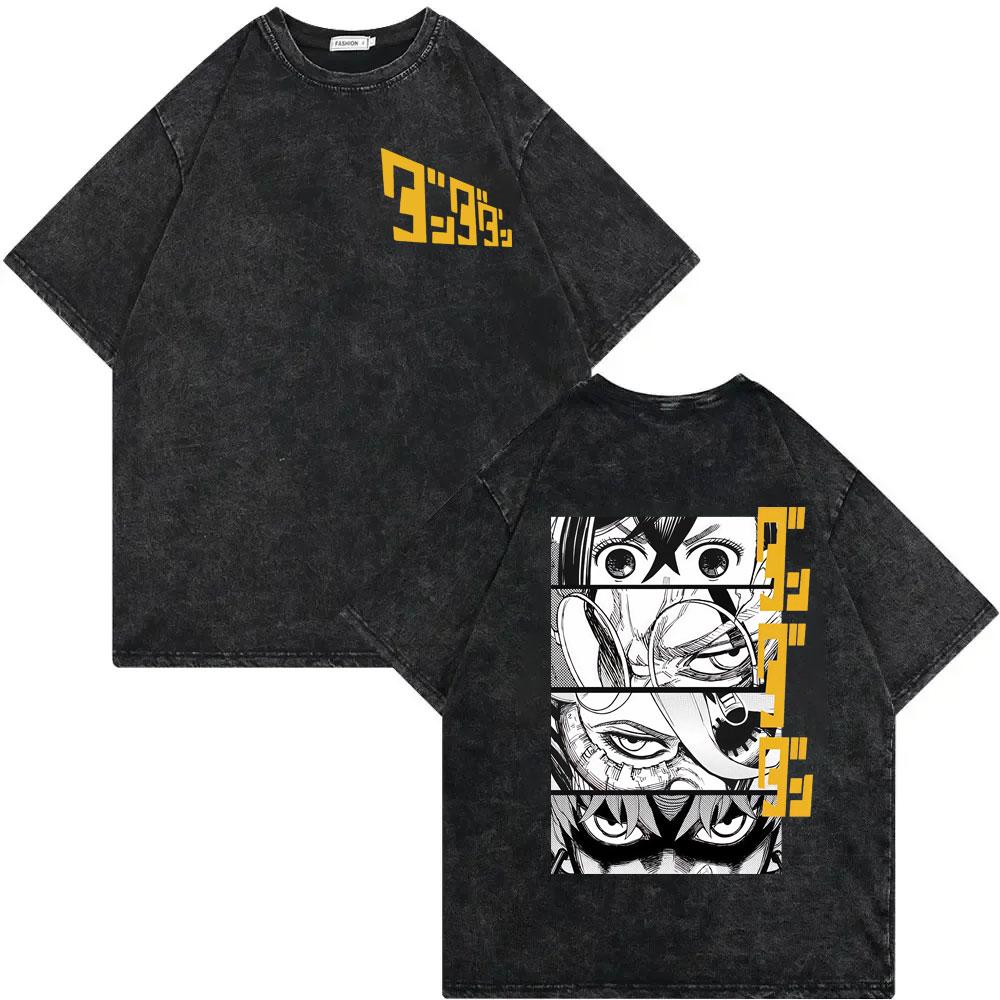 Dandadan Turbo Granny Anime Graphic T Shirts High Street Fashion Trend Vintage Washed Tshirt Men Women Casual Cotton Tshirts