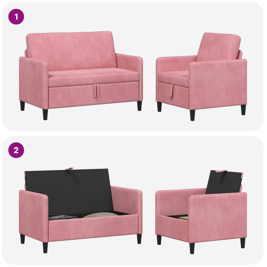 Sofa Set with Storage 2 pcs Pink Polyester