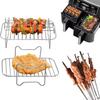 Stainless Grill Baking Pan Skewers Air Fryer Holder Grill Double Barbecue Baking Replacement BBQ Kitchen Tools Bbq Accessories