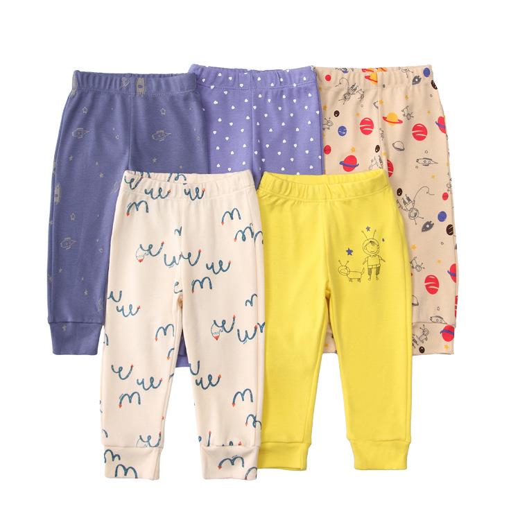 Mamaspap Kids' Spring/Autumn Homewear: Mixed Color 5-Piece Infant Trousers Gift Box - Cross-Border Delivery