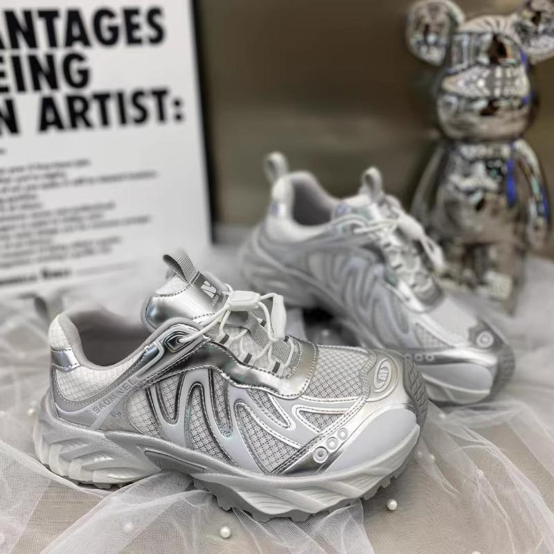 

Summer new platform running dad shoes women s versatile casual sports shoes student women s shoes fashion 35 серебряный